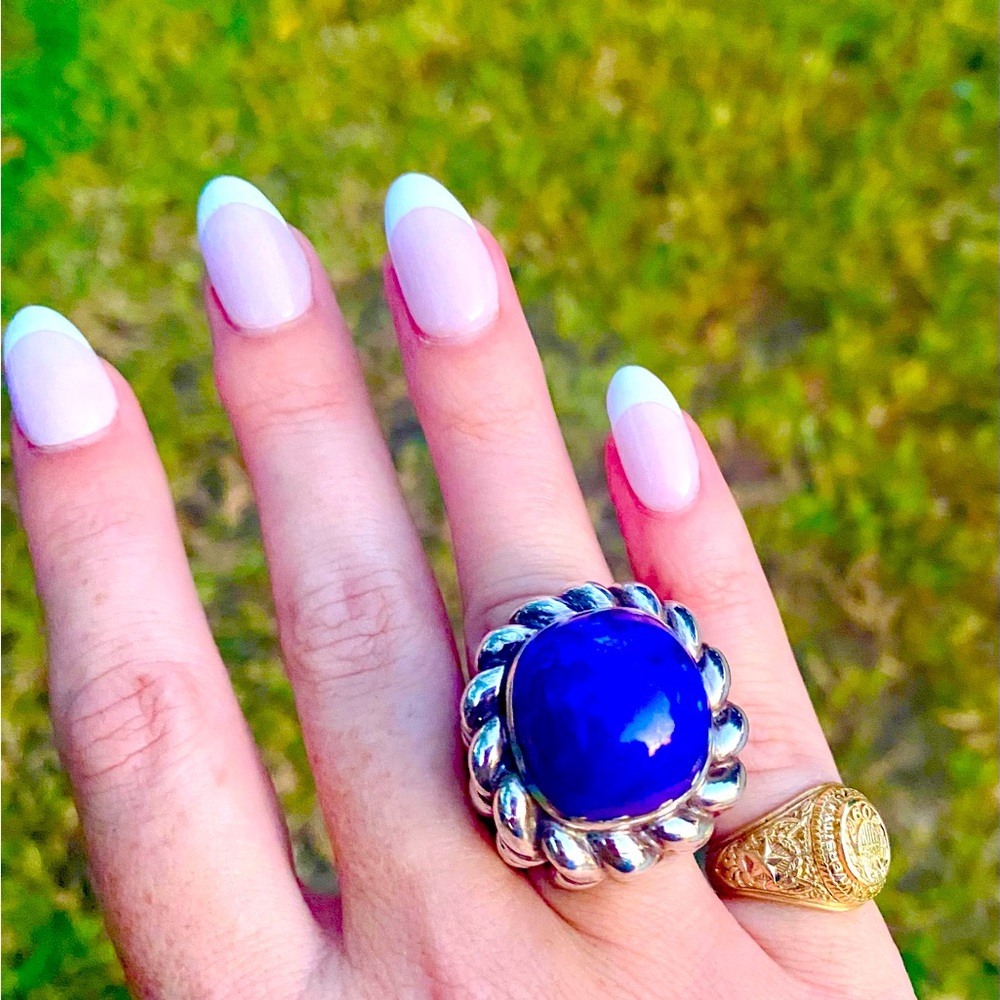 Dian Malouf Lapis Lazuli sterling silver ring.  New with tags. Size 7